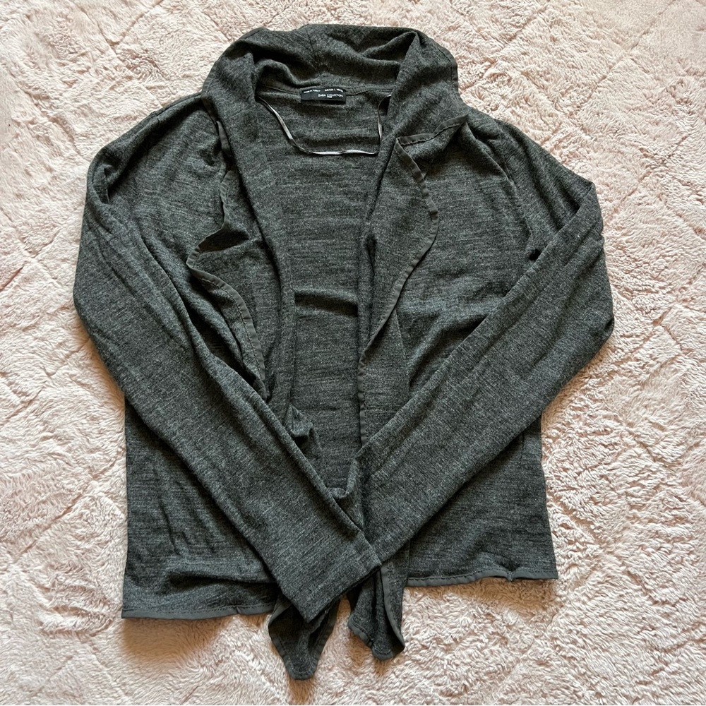 Zara Wool Blend Cardigan Preppy Minimalist‎ Capsule Loungewear Size L